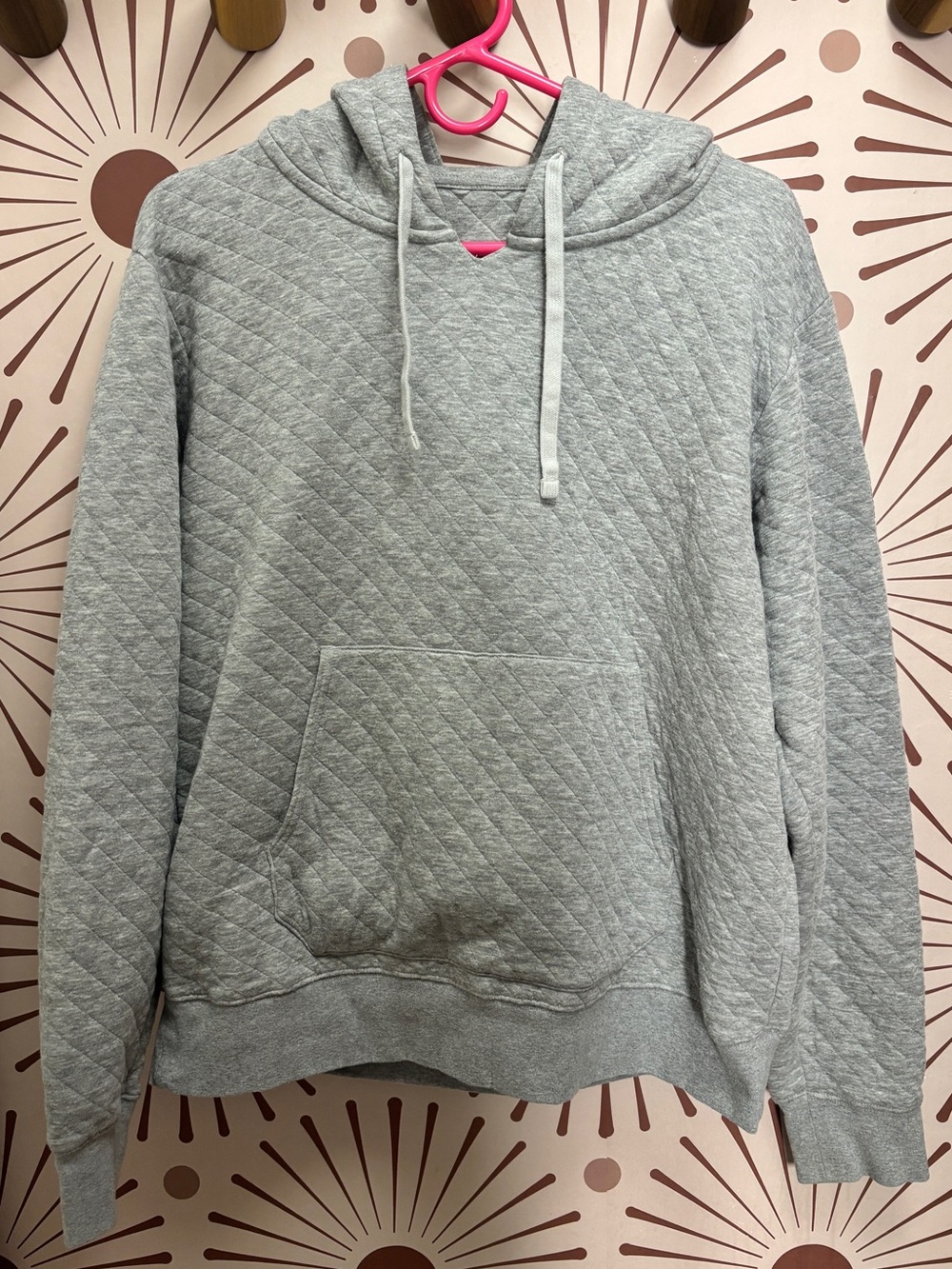 ALO Yoga Quilted Crewneck Hoodie Sweatshirt - Light Gray